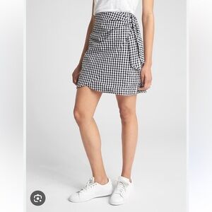 Loft navy Gingham wrap mini skirt
